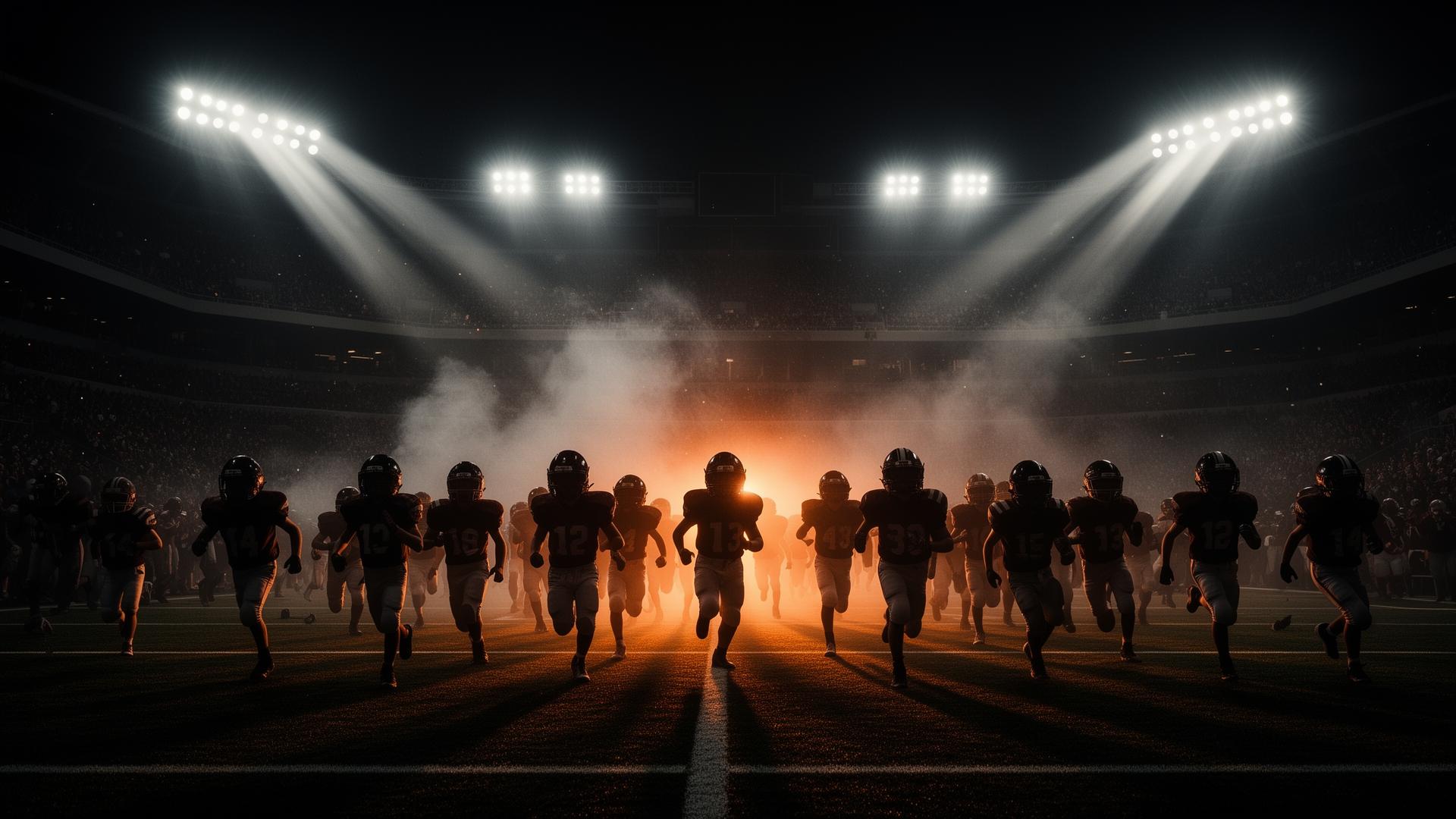 Bengals football team running onto field